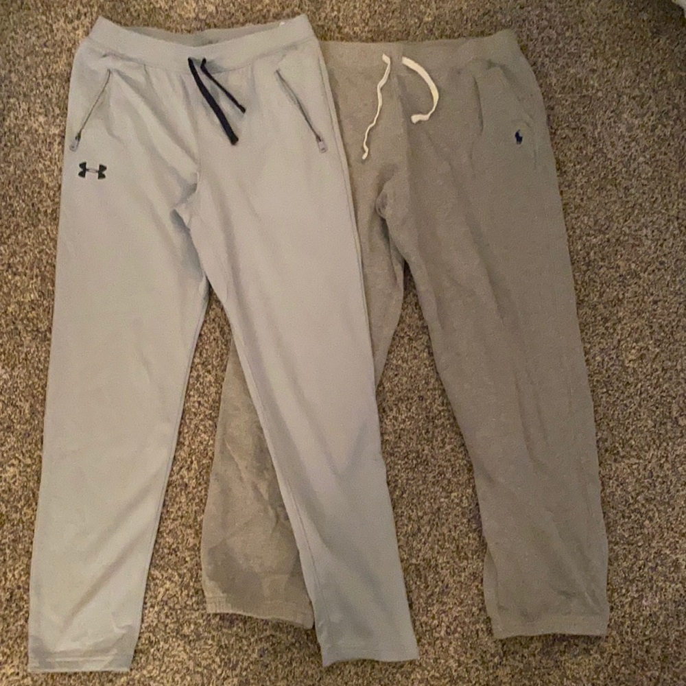 Ralph Lauren and Under Armour athletic pants. Gray. Youth XL.